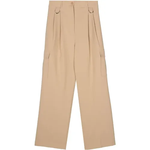 Crepe Trousers with Dart Detailing , female, Sizes: XS, M, S, 2XS - Semicouture - Modalova