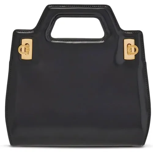 Gancini Tote Tasche Schwarz Leder - Salvatore Ferragamo - Modalova