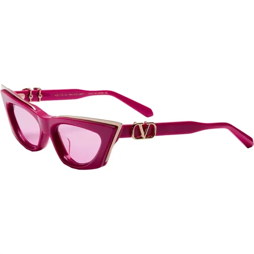 Goldcut Sunglasses - White Gold/ , female, Sizes: 55 MM - Valentino - Modalova