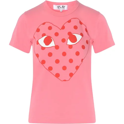 T-Shirt with Red Heart , female, Sizes: L, M, S - Comme des Garçons Play - Modalova