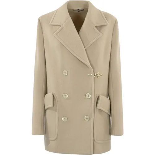 Natural Wool Cashmere Short Coat , female, Sizes: S, M, L, 2XS, XS - Fay - Modalova