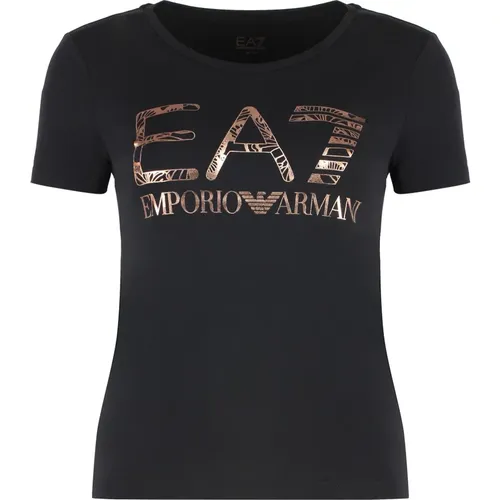 Kontrastierendes Logo-Print-T-Shirt - Emporio Armani EA7 - Modalova