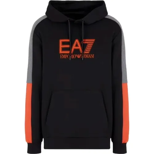 Sweater with Hood and Logo , male, Sizes: S, 2XL, M, L - Emporio Armani EA7 - Modalova