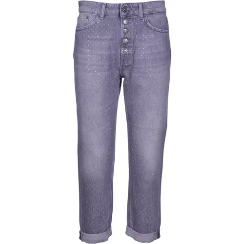 Graue Denim Jeans mit Juwelenknopf , Damen, Größe: W25 - Dondup - Modalova