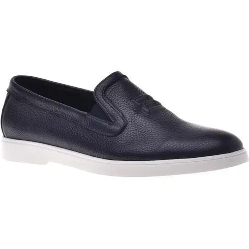 Loafer in dark tumbled leather , male, Sizes: 8 UK, 9 UK, 9 1/2 UK, 6 UK, 5 UK, 10 UK, 11 UK, 7 UK, 8 1/2 UK - Baldinini - Modalova
