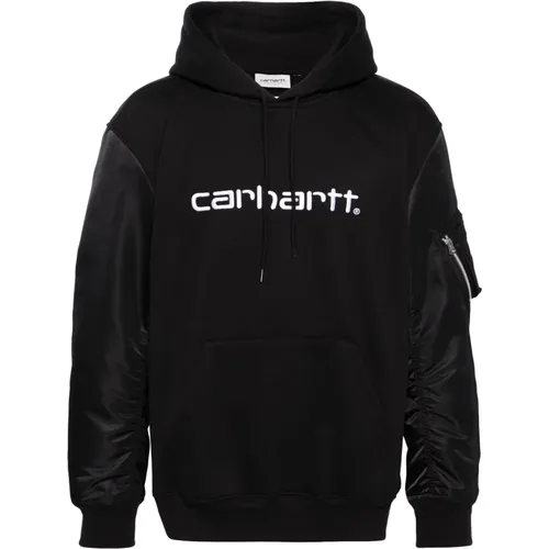 X Carhartt Logo-Embroidered Hoodie , male, Sizes: L - Junya Watanabe - Modalova