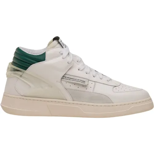 Weiße Ledersneakers mit Grünen Einsätzen - RUN OF - Modalova