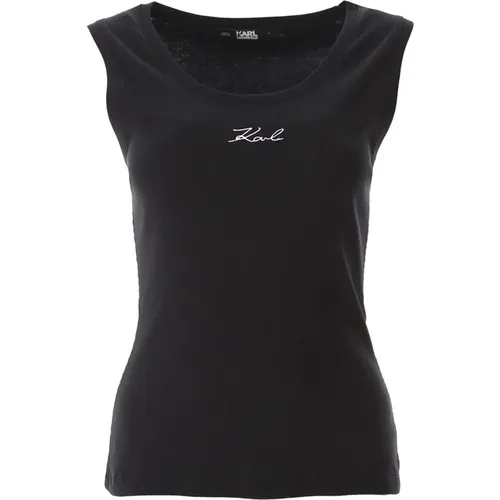 Geripptes Tank Top , Damen, Größe: M - Karl Lagerfeld - Modalova