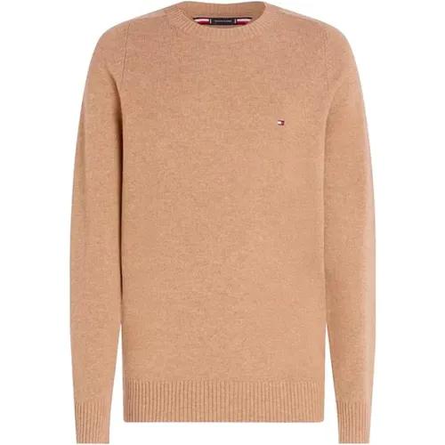 Beiger Strickpullover Regular Fit , Herren, Größe: L - Tommy Hilfiger - Modalova