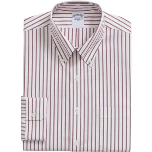 Gestreiftes Slim Fit Baumwollhemd mit Button-Down-Kragen , Herren, Größe: L - Brooks Brothers - Modalova