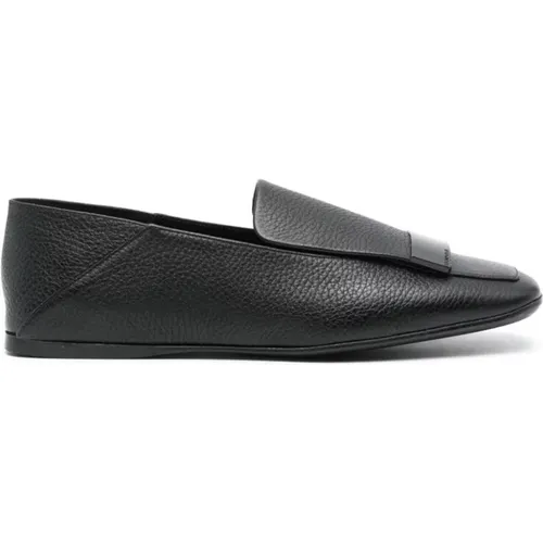 Schwarze Lederslipper , Damen, Größe: 36 EU - Sergio Rossi - Modalova