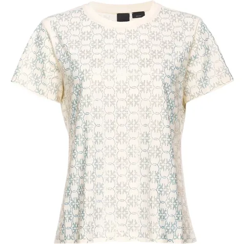 Monogramm Verziertes T-Shirt Jersey Baumwolle , Damen, Größe: L - pinko - Modalova