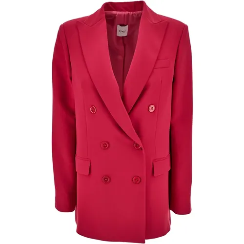 Fuchsia Doppelreihige Jacke , Damen, Größe: XL - Plain Units - Modalova