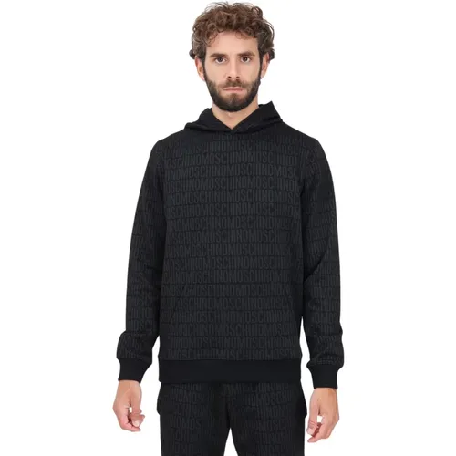 Schwarzer Hoodie mit Jacquard-Logo , Herren, Größe: L - Moschino - Modalova