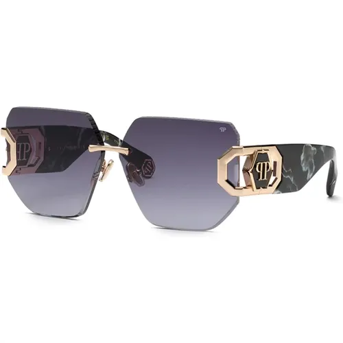 Rose Gold Black Marble Sunglasses , female, Sizes: 66 MM - Philipp Plein - Modalova