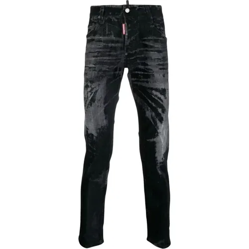 Schwarze Slim-Fit Denim Jeans , Herren, Größe: 2XL - Dsquared2 - Modalova