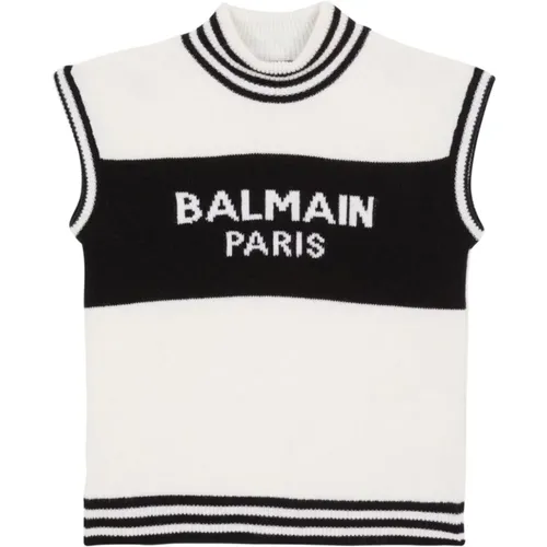 Intarsia-Knit Logo Pullover Balmain - Balmain - Modalova