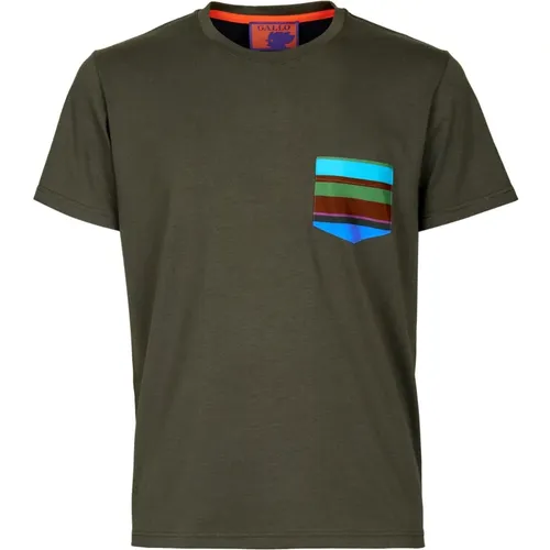 Italienisches Baumwoll-T-Shirt mit -Streifen - Gallo - Modalova