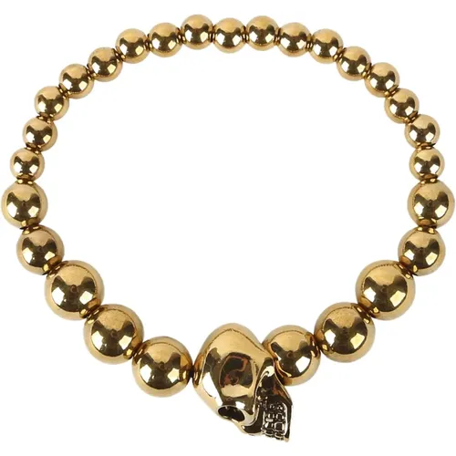 Elastic Skull and Pearl Bracelet , male, Sizes: ONE SIZE - alexander mcqueen - Modalova