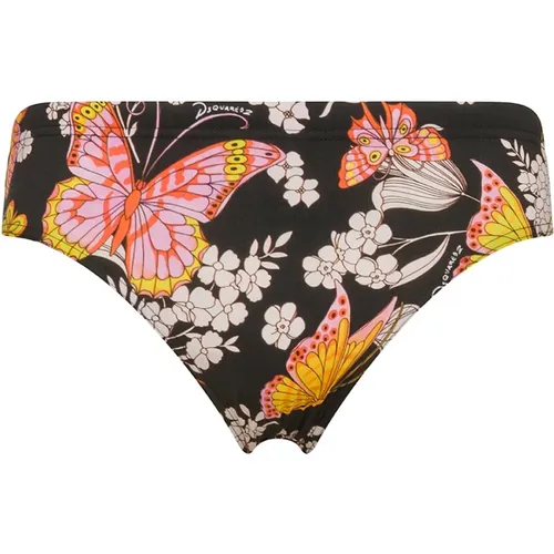 Men's Swim Briefs with Flower and Butterfly Print , male, Sizes: L, M, S - Dsquared2 - Modalova