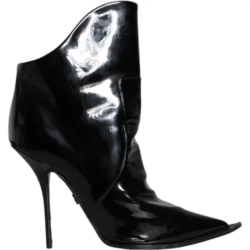 Schwarze Lackleder Stiefeletten - Dolce & Gabbana - Modalova