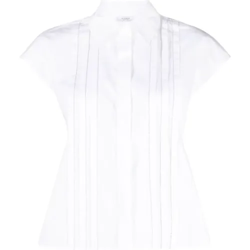 Weißes Stretch-Baumwoll-Popeline-Hemd , Damen, Größe: M - PESERICO - Modalova
