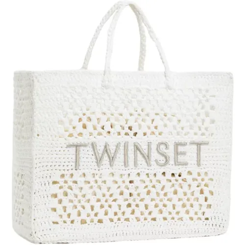 Handgefertigte gehäkelte Baumwoll-Shopper-Tasche mit abnehmbarer Innentasche , Damen, Größe: ONE Size - Twinset - Modalova