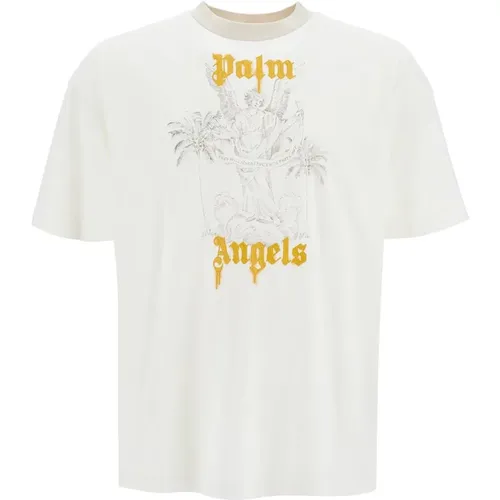 Oversized Bleistift Print T-shirt , Herren, Größe: L - Palm Angels - Modalova