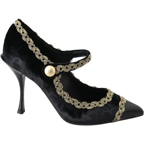 Goldbestickte Mary Jane Pumps - Dolce & Gabbana - Modalova
