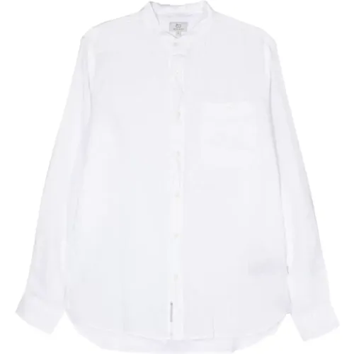 Weißes Leinenhemd mit Kragen , Herren, Größe: L - Woolrich - Modalova