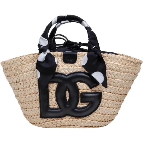 Straw Shopping Bag with DG Logo , female, Sizes: ONE SIZE - Dolce & Gabbana - Modalova