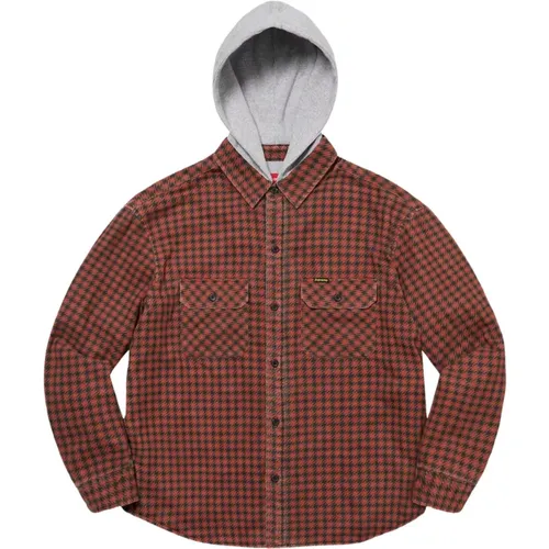 Limited Edition Houndstooth Flannel Hooded Shirt , male, Sizes: XL, L - Supreme - Modalova