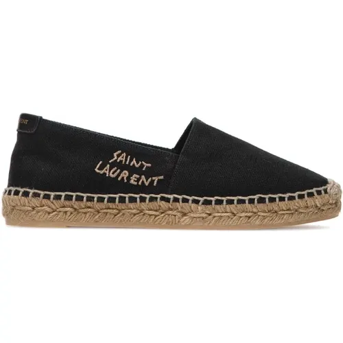 Klassische Espadrilles aus Schwarzem Canvas , Damen, Größe: 36 1/2 EU - Saint Laurent - Modalova