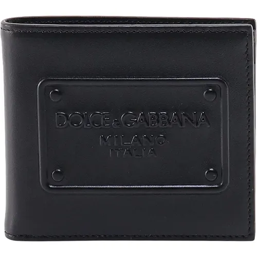 Lederbrieftasche mit geprägtem Logo , Herren, Größe: ONE Size - Dolce & Gabbana - Modalova