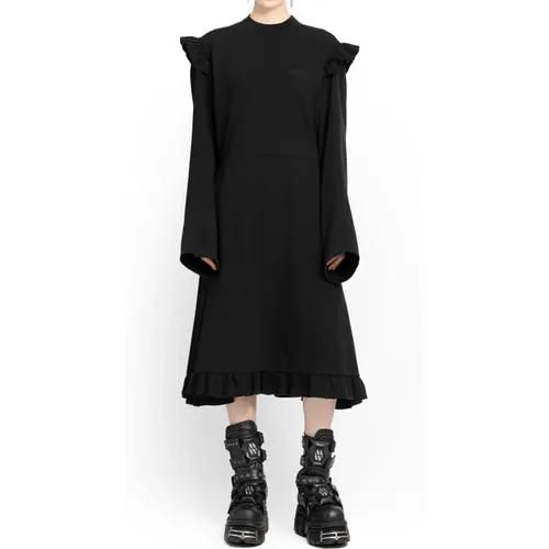 Schwarzes Ruffle Jersey Kleid - Vetements - Modalova