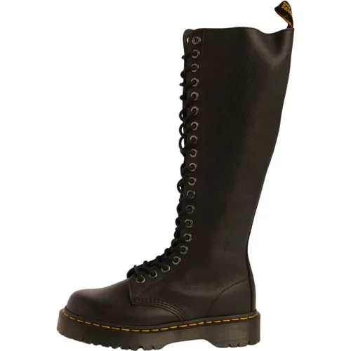 Schwarze flache Lederschuhe , Damen, Größe: 38 EU - Dr. Martens - Modalova