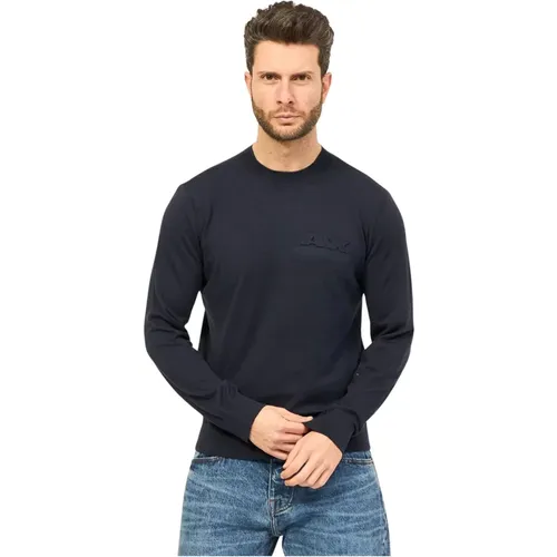 Crew Neck Sweater Lightweight Knit , male, Sizes: L, M - Armani Exchange - Modalova