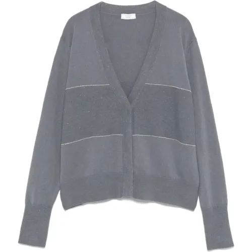 Grey Wool Blend Knit Sweater , female, Sizes: L, M - PESERICO - Modalova