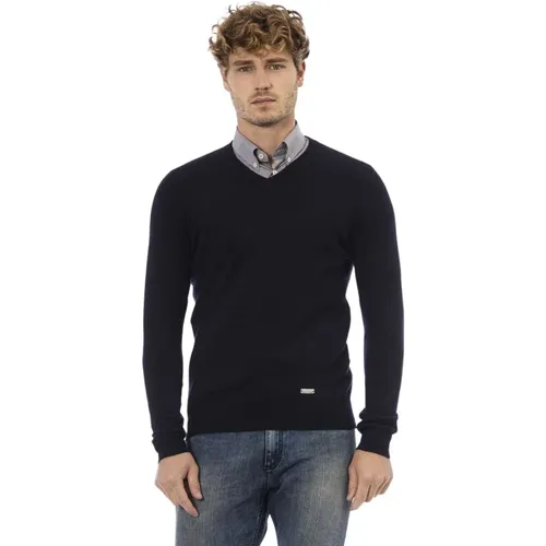 Zeitloser V-Ausschnitt Pullover aus Wollmischung , Herren, Größe: XL - Baldinini - Modalova