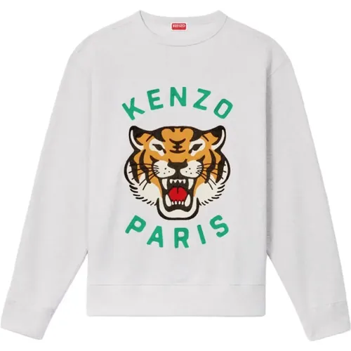 Lucky Tiger Embroidered Sweatshirt , male, Sizes: L, XL, XS, S, M - Kenzo - Modalova