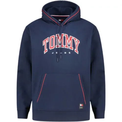 Blauer Kapuzenpullover mit Seitentaschen - Tommy Hilfiger - Modalova