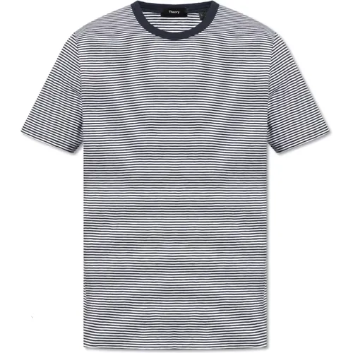Gestreiftes Muster T-Shirt , Herren, Größe: XL - Theory - Modalova