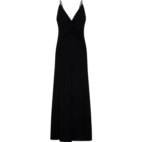 V-Neck Rhinestone Trim Dress , female, Sizes: S, M - Max Mara - Modalova