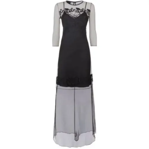 Besticktes Midi-Kleid mit Transparentem Oberteil , Damen, Größe: L - pinko - Modalova