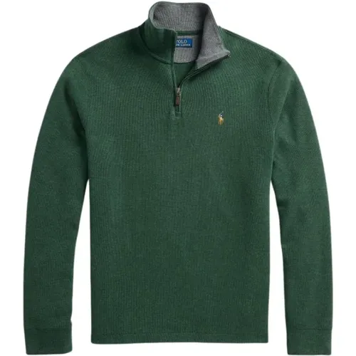 Weicher Gerippter Reißverschluss-Pullover , Herren, Größe: M - Polo Ralph Lauren - Modalova