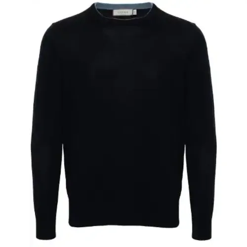 Navy Merino Wool Long Sleeve Sweater , male, Sizes: 2XL, XL, M, 3XL, 4XL, L - Canali - Modalova