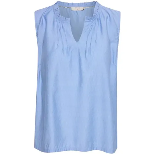 Blaue Rüschenbluse Crliselin Top , Damen, Größe: L - Cream - Modalova