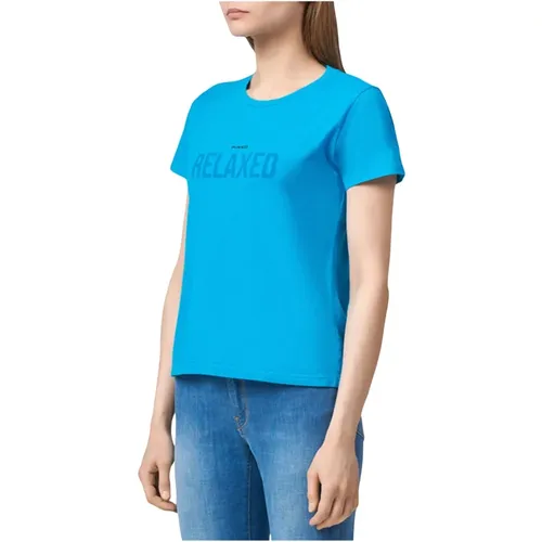 Baumwoll-Jersey-T-Shirt mit Frontdruck , Damen, Größe: M - pinko - Modalova