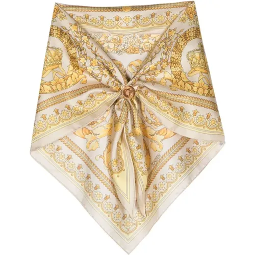 Signature Barocco Print Silk Scarf , male, Sizes: ONE SIZE - Versace - Modalova