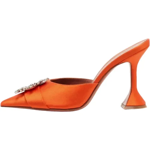 Pre-owned Satin sandals , female, Sizes: 6 UK - Amina Muaddi Pre-owned - Modalova